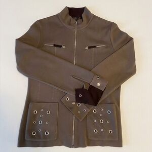 Clorinda Wool Blend zip up Jacket with Silver Accent Italian size Medium